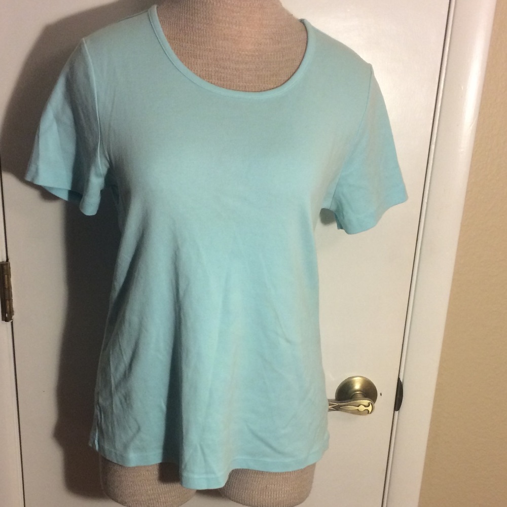 White stag teal blue tee Large